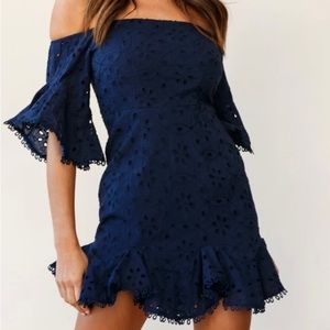 Saints + Secrets NWT navy eyelet mini dress large